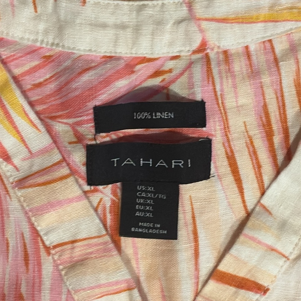 Tahari 100% Linen Tropical Dress XL - Picture 4 of 5